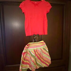 Gymboree 2 pc set - Hot Pink Tee with Striped Skort - Size 10
